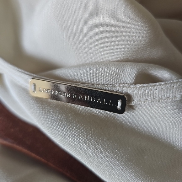 LOEFFLER RANDALL Women's Ivory w/ Black Straps Satin Charmeuse Blouse Size 4 - Picture 8 of 9